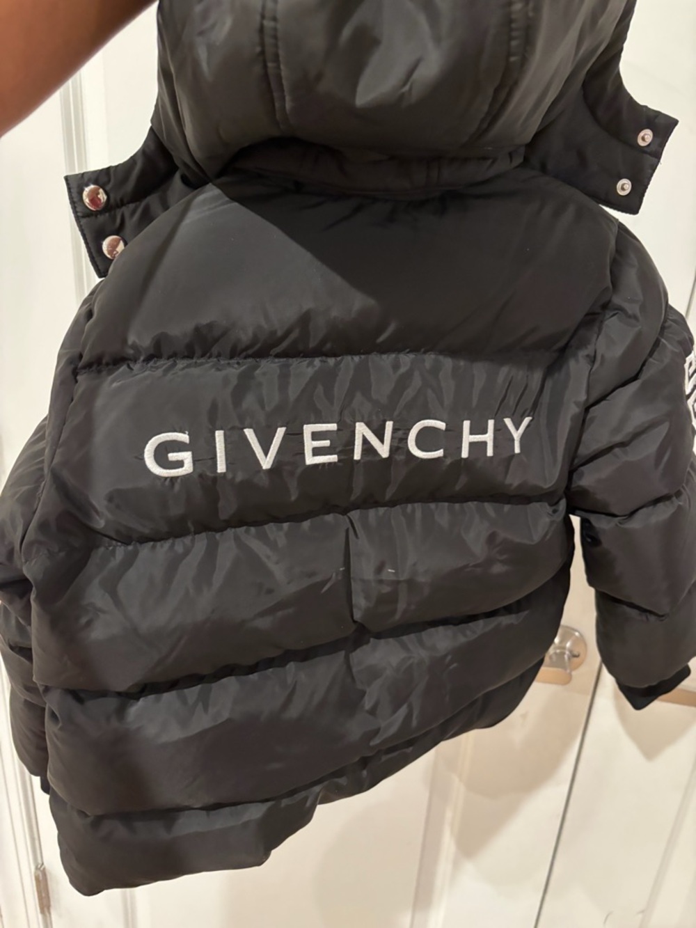 Givenchy Black Quilted Down Jacket with White Logo